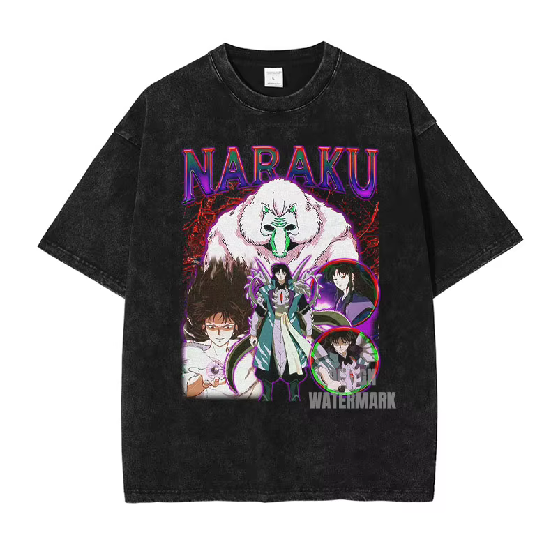 Anime i-inuyasha T-shirts surdimensionné Vintage lavé Sesshoumaru T-shirt rétro à manches courtes haut