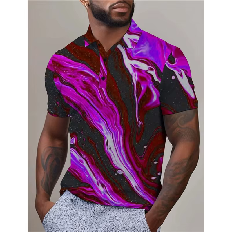 Polo imprimé 3D motif marbre pour homme