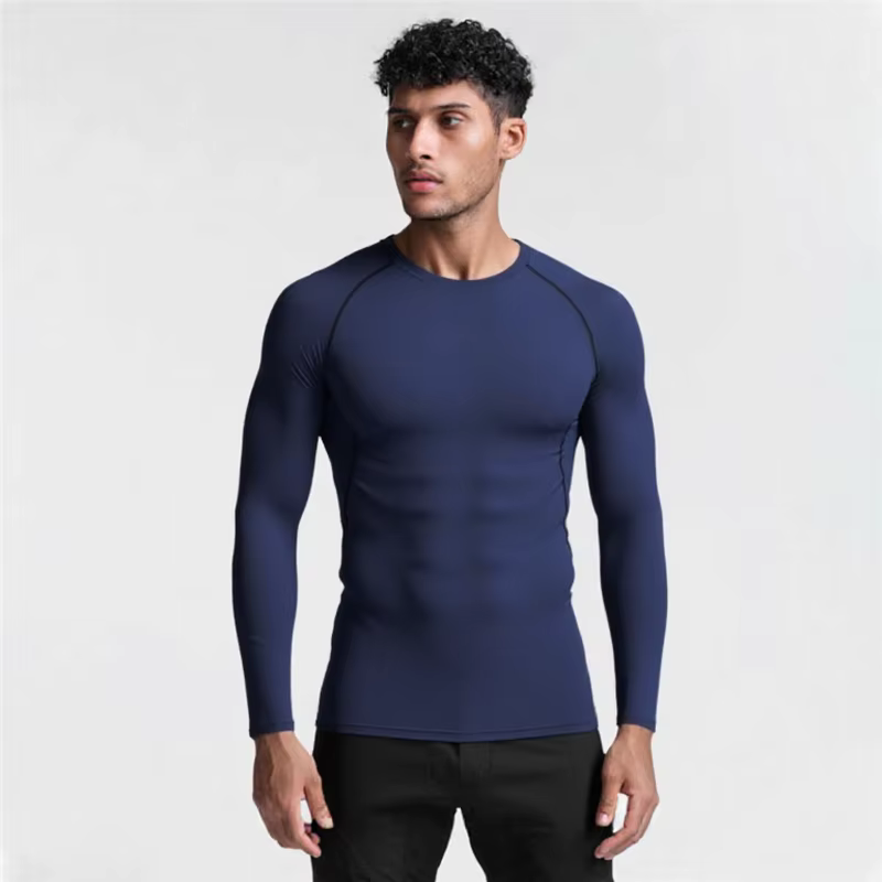 Compression à manches longues T-shirt hommes élastique entraînement