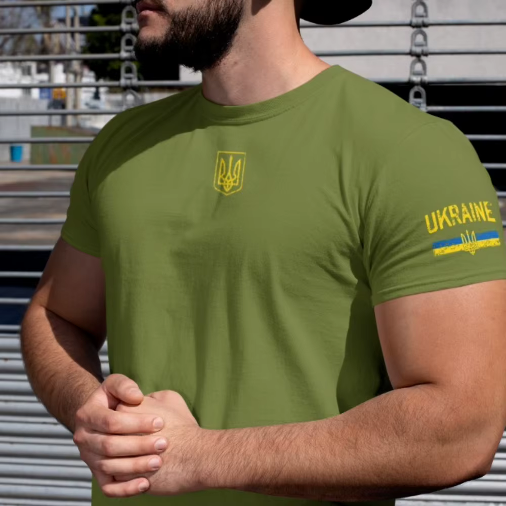 Drapeau de l'ukraine graphique T-Shirt patriotique ukrainien coton