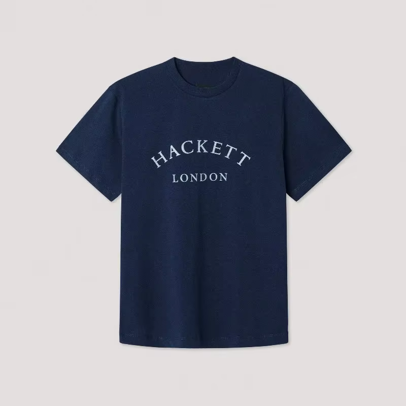 Hackett 2025 été coton t-shirt marque européenne hommes classique ajustement boîte Logo imprimé ample à manches courtes