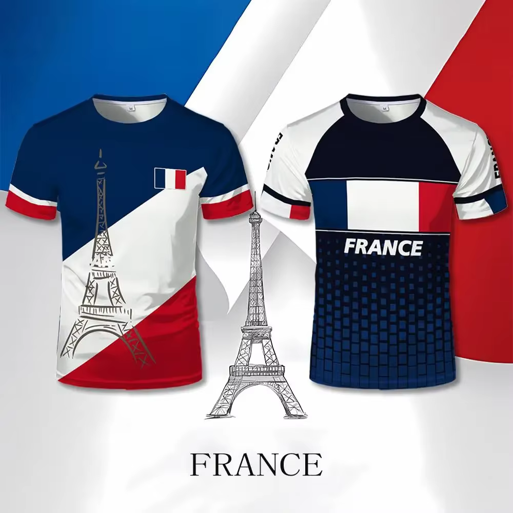 T-shirt drapeau français imprimé en 3D