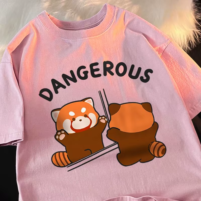 Sœurs hauts raton laveur regardant dans le miroir T-Shirt décontracté respirant rue Hip Hop