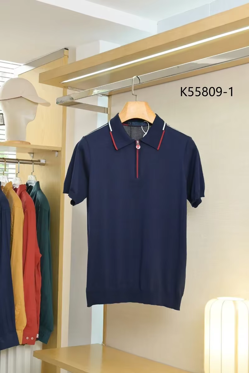 OECHSLI polo soie hommes 2025 nouvelle mode broderie élastique à manches courtes mince fermeture éclair qualité grande taille M-4XL