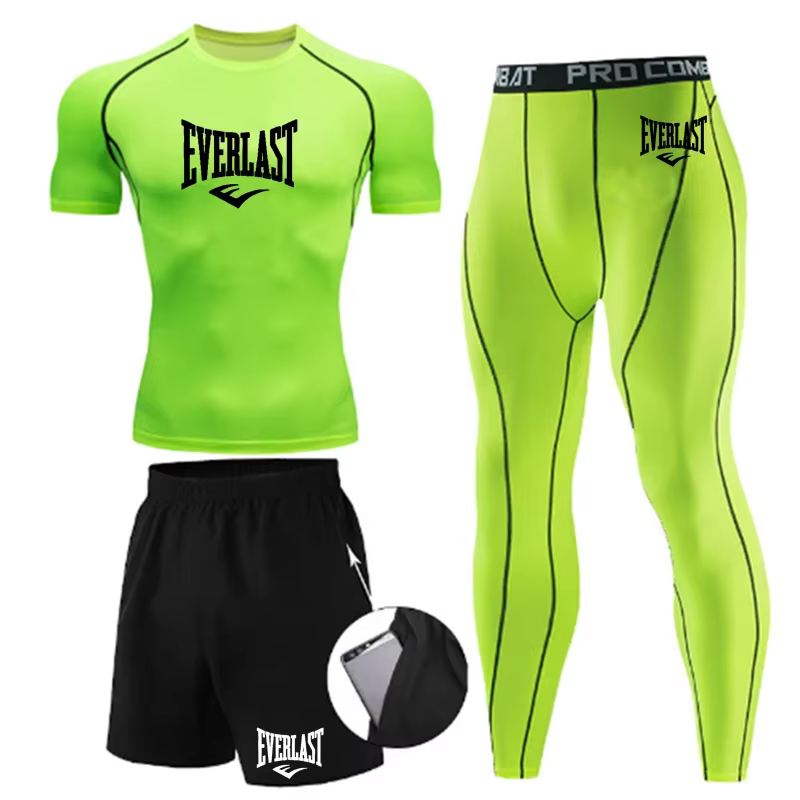 EVERLAST hommes T-shirt + Short 2 pièces ensemble loisirs souffle à manches courtes Sport Jogging gymnase marque impression vêtements