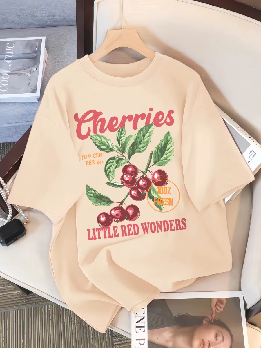 Cerises fraîches petites merveilles rouges conception femmes T-Shirt décontracté t-shirts Hip Hop femme vêtements de sport été capote