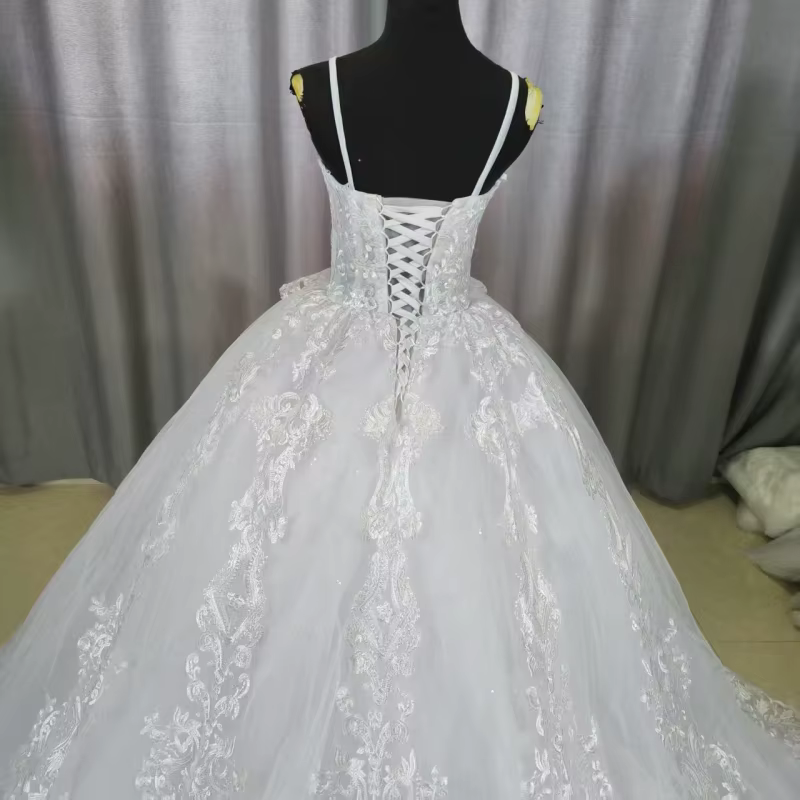 Robes De mariée blanches pour femmes, princesse d'été, Vintage, douce, bretelles Spaghetti, manches, robe De bal, 2025