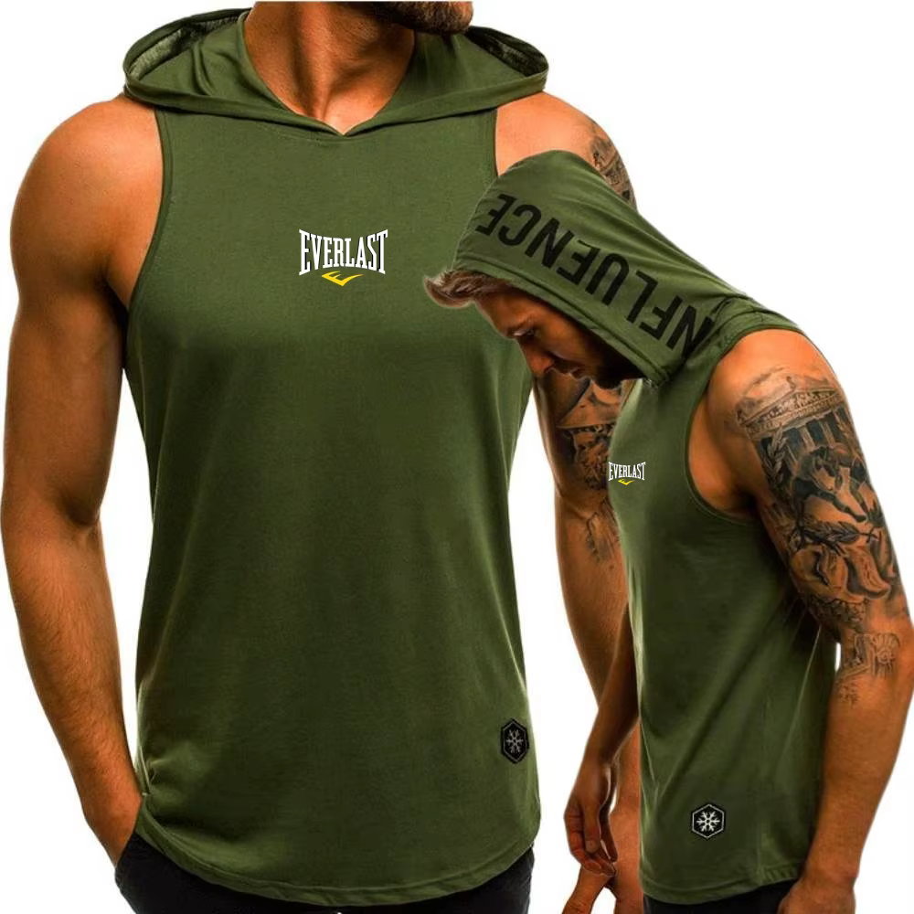 Everlast Gilet décontracté hommes à capuche maillot de corps t-shirt musculation coupe musculaire débardeur gymnase