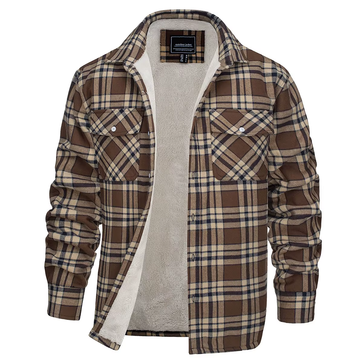 TACVASEN Veste en flanelle à carreaux pour homme