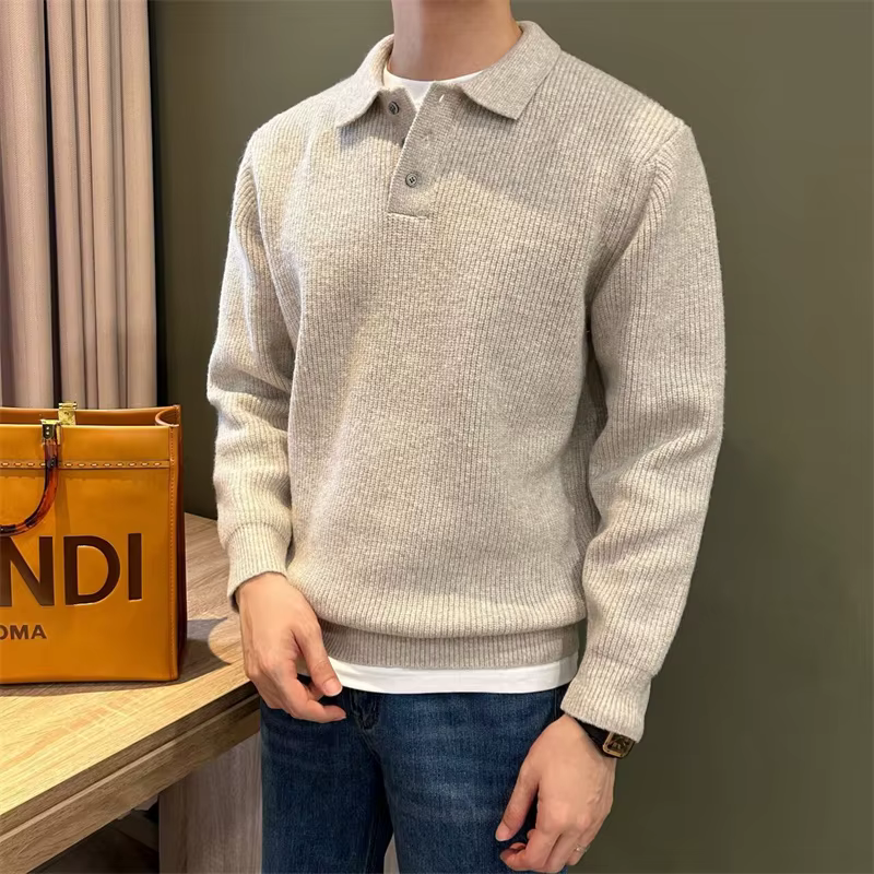 Pull tricoté à col Polo pour homme