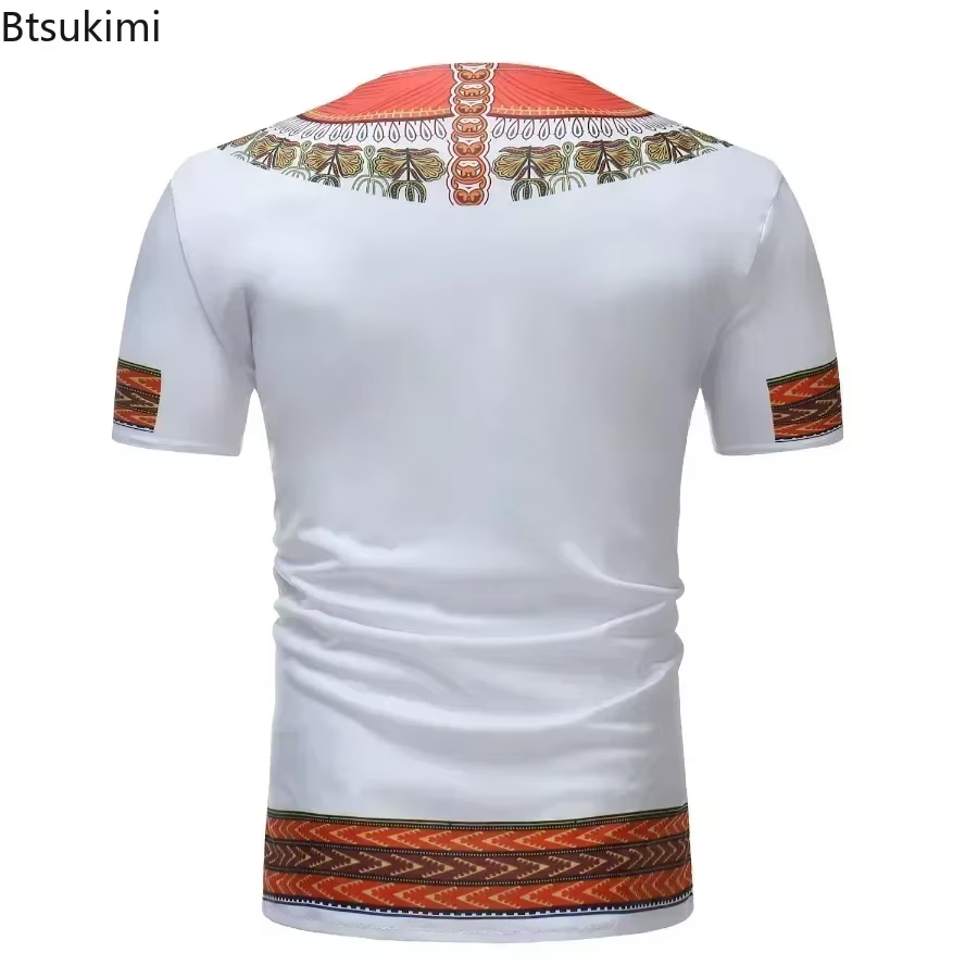 2026 T-Shirts pour hommes imprimé africain à manches courtes décontracté chemises minces