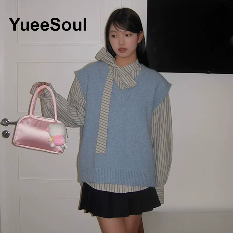 Gilet en tricot bleu pour femmes
