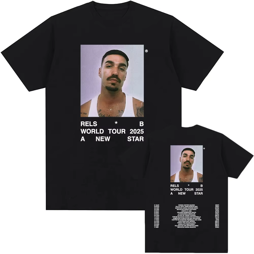Un nouveau Star World Tour 2025 Rels B t-shirt Hip Hop unisexe Streetwear à manches courtes col rond hommes
