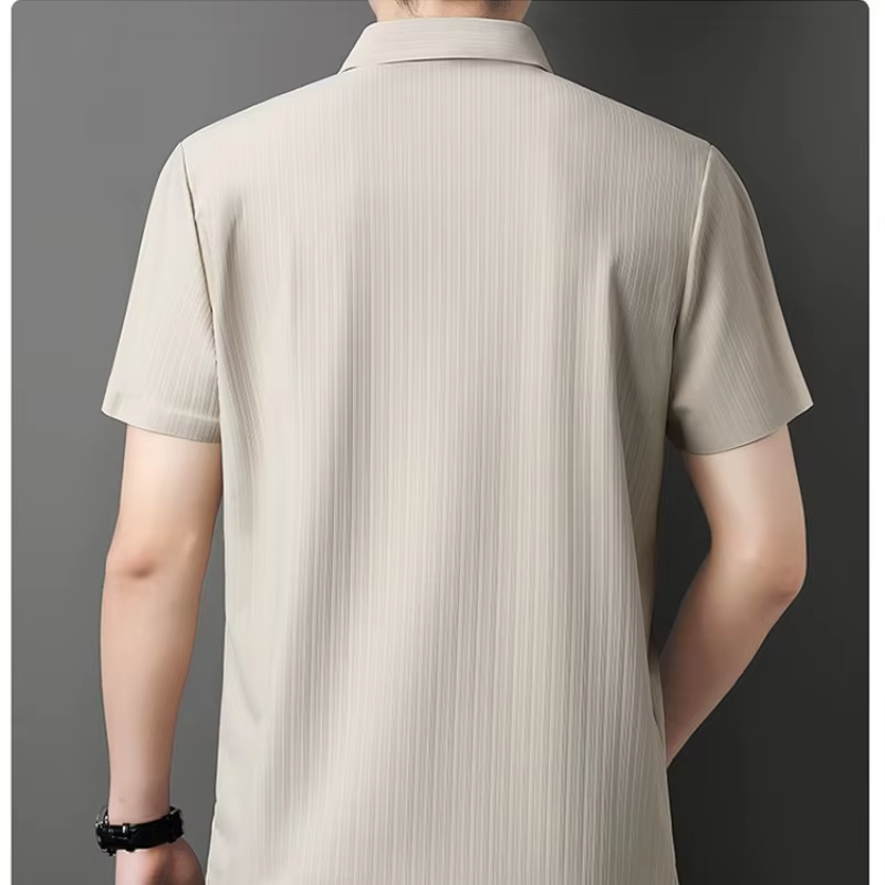 Polo de protection UV haut de gamme pour hommes – Conception texturée à rayures verticales