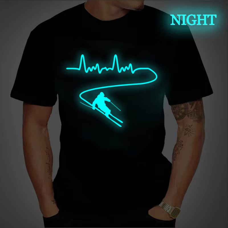 T-shirt lumineux pour homme à motif graphique Cœur battant