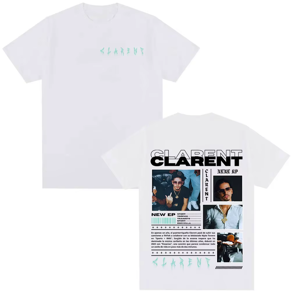 Rappeur CLARENT Album 2025 Merch T-shirt vêtements pour hommes Hip Hop manches courtes t-shirts homme mode haute