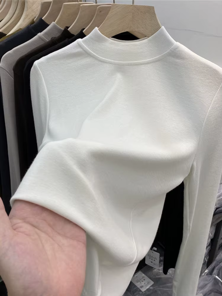 T-shirt blanc basique en pur coton de haute qualité pour femmes