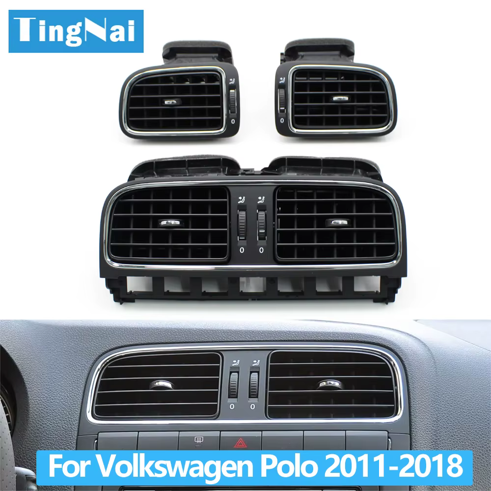 Grille d'aération centrale noire mate pour tableau de bord avant de voiture, gauche et droite, pour VW Polo 2011-2018 6R0819703, 6R0819704