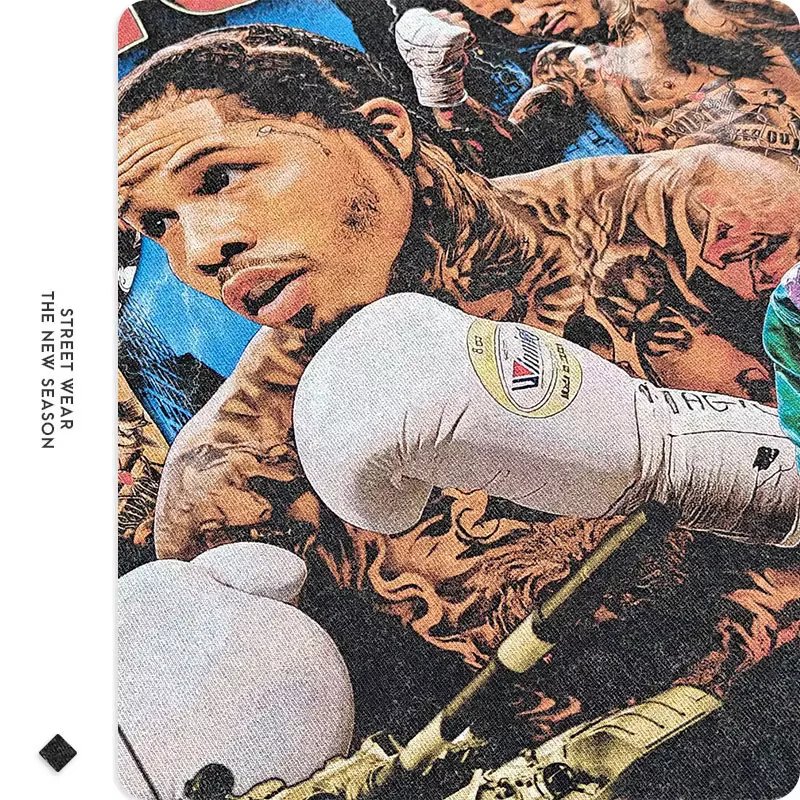 Réservoir Gervonta Davis T-shirt Champion de boxe lavé à manches courtes surdimensionné