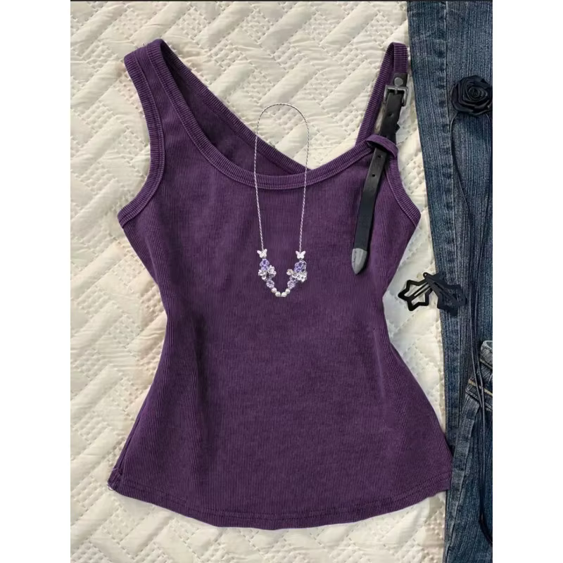 Débardeur asymétrique violet pour femme