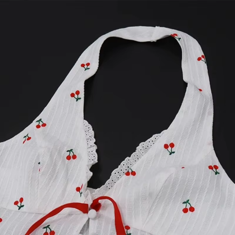 Mode coréenne imprimé licou Camis débardeurs été tricoté coupe ajustée débardeur haute rue banlieue décontracté