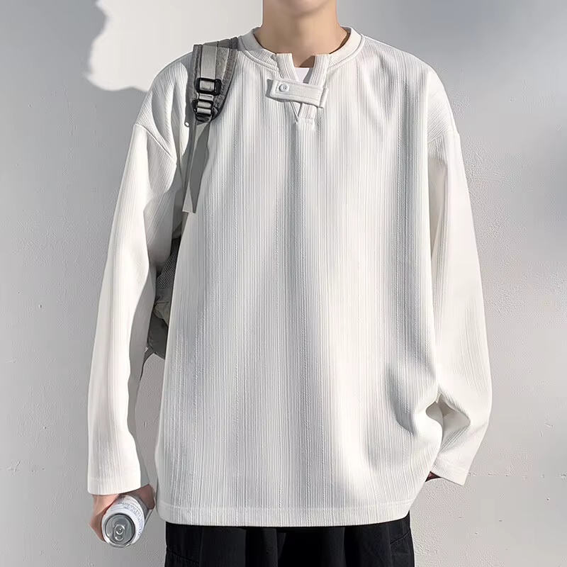 T-Shirt à manches longues et col en v pour hommes
