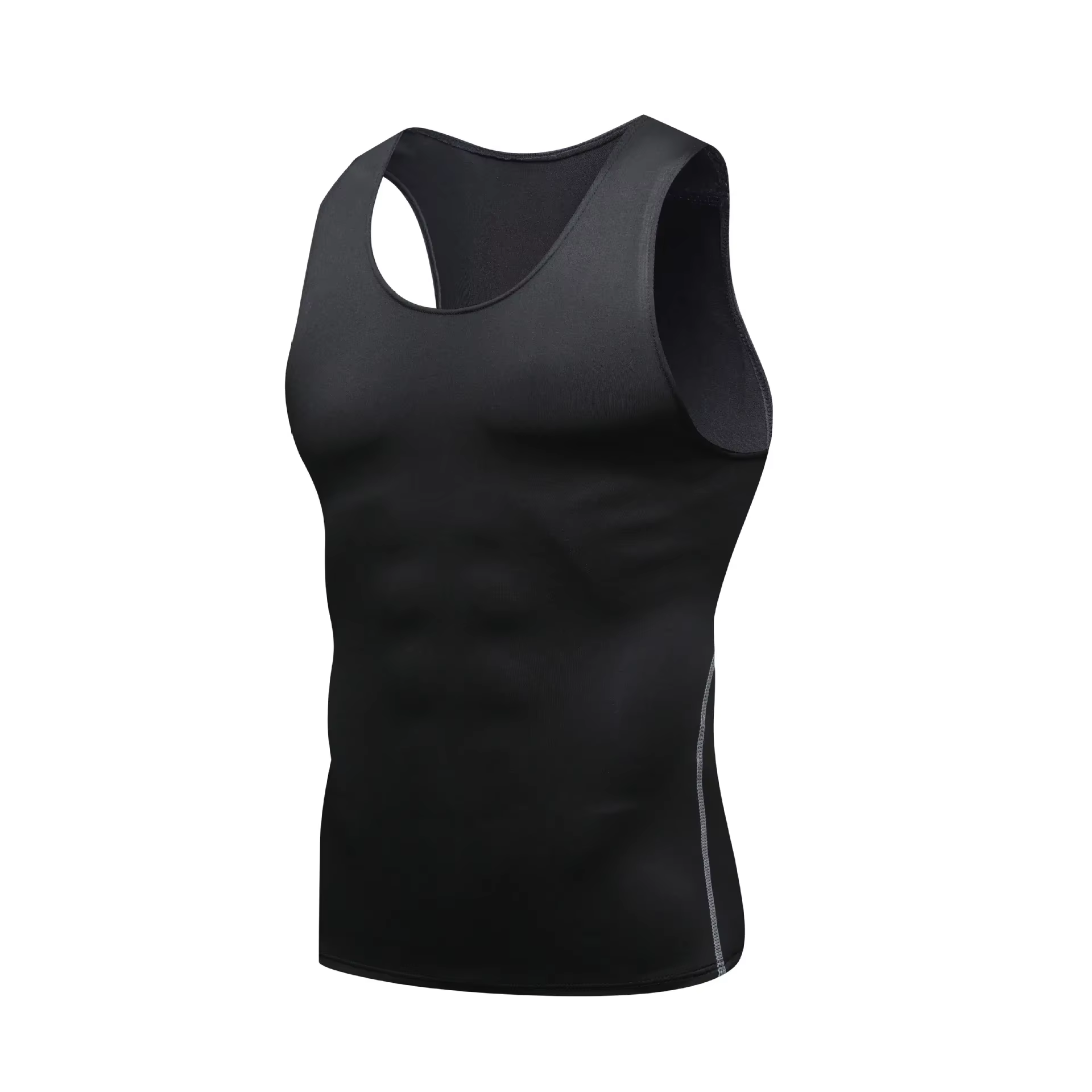 Nouveau T-shirt extensible ajusté sans manches pour hommes