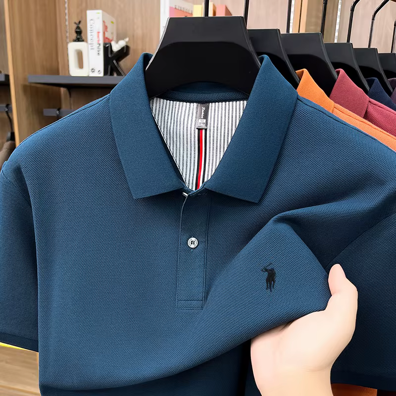 Luxe Pony broderie manches courtes Polo chemise 100% coton haut de gamme marque hommes nouvelle mode été respirant