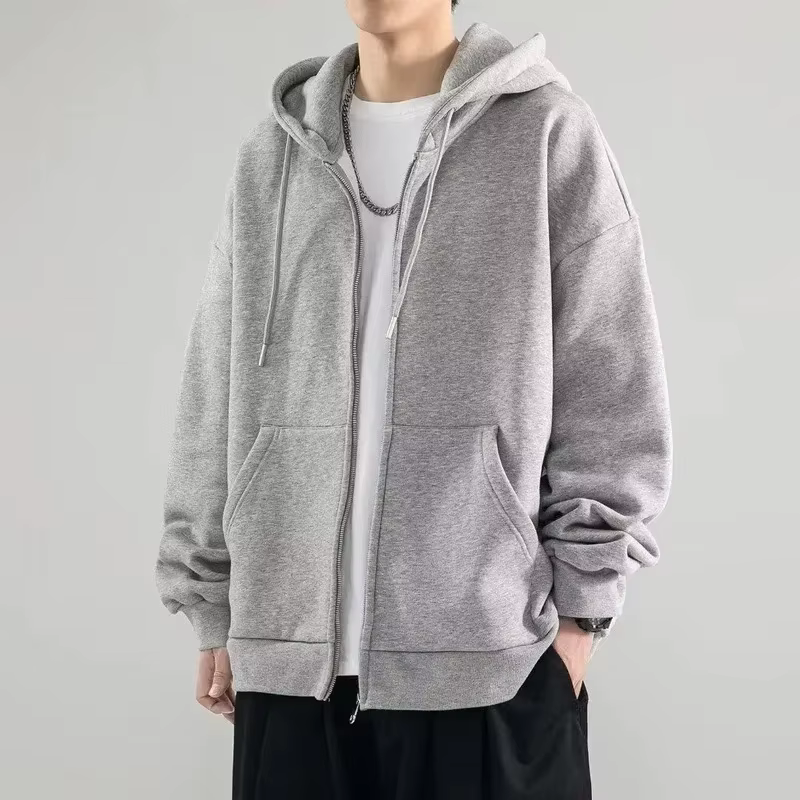 Vêtements masculins noir solide sweat pour hommes pleine fermeture éclair