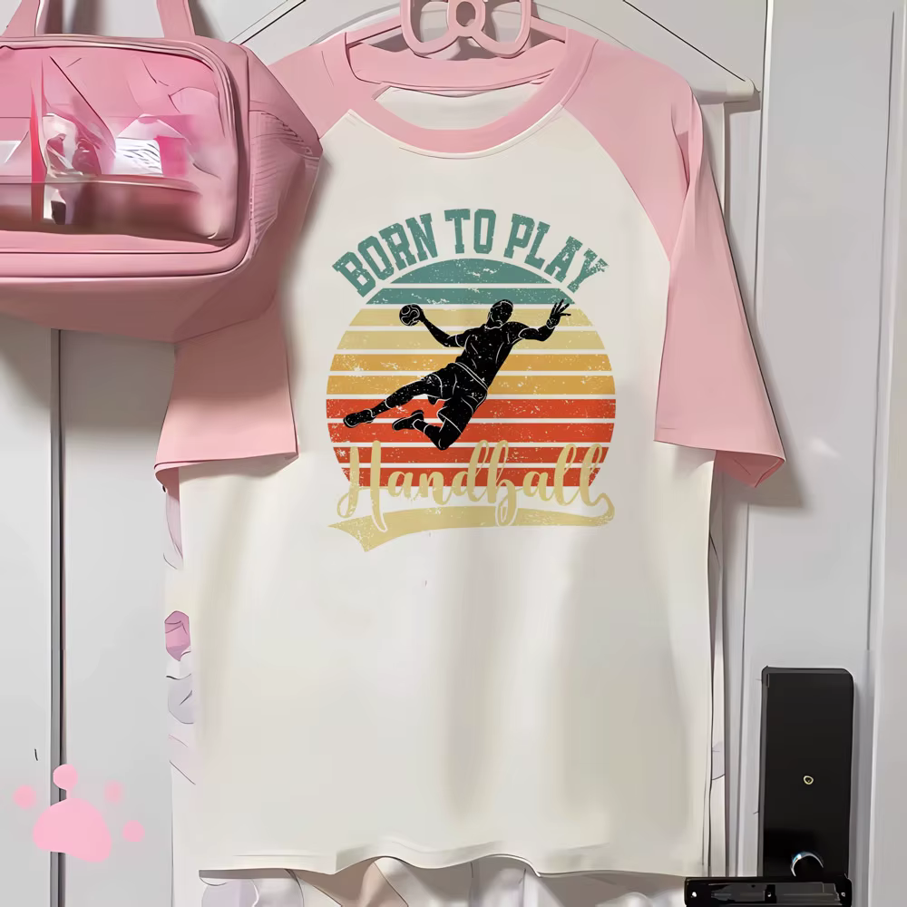Handball t-shirt femmes élégant imprimé design bande dessinée