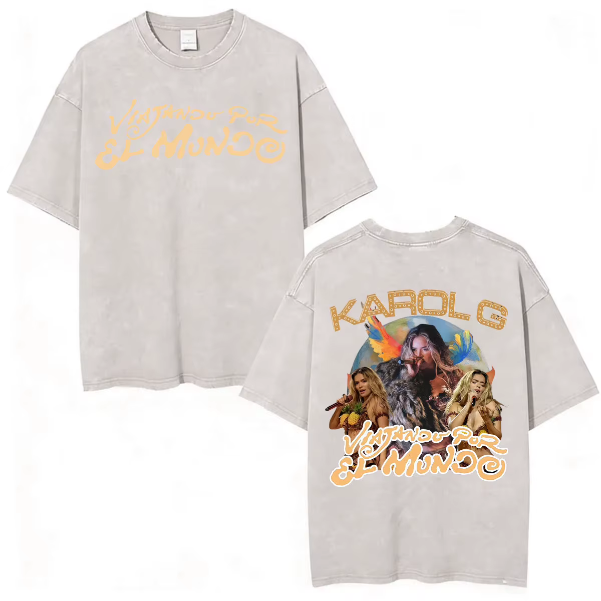 T-shirt Vintage Lavé Karol G Tropicoqueta Tour Nouvel Album 2026 – T-shirts Esthétiques Mode Homme Femme – Hauts d'Été en Coton