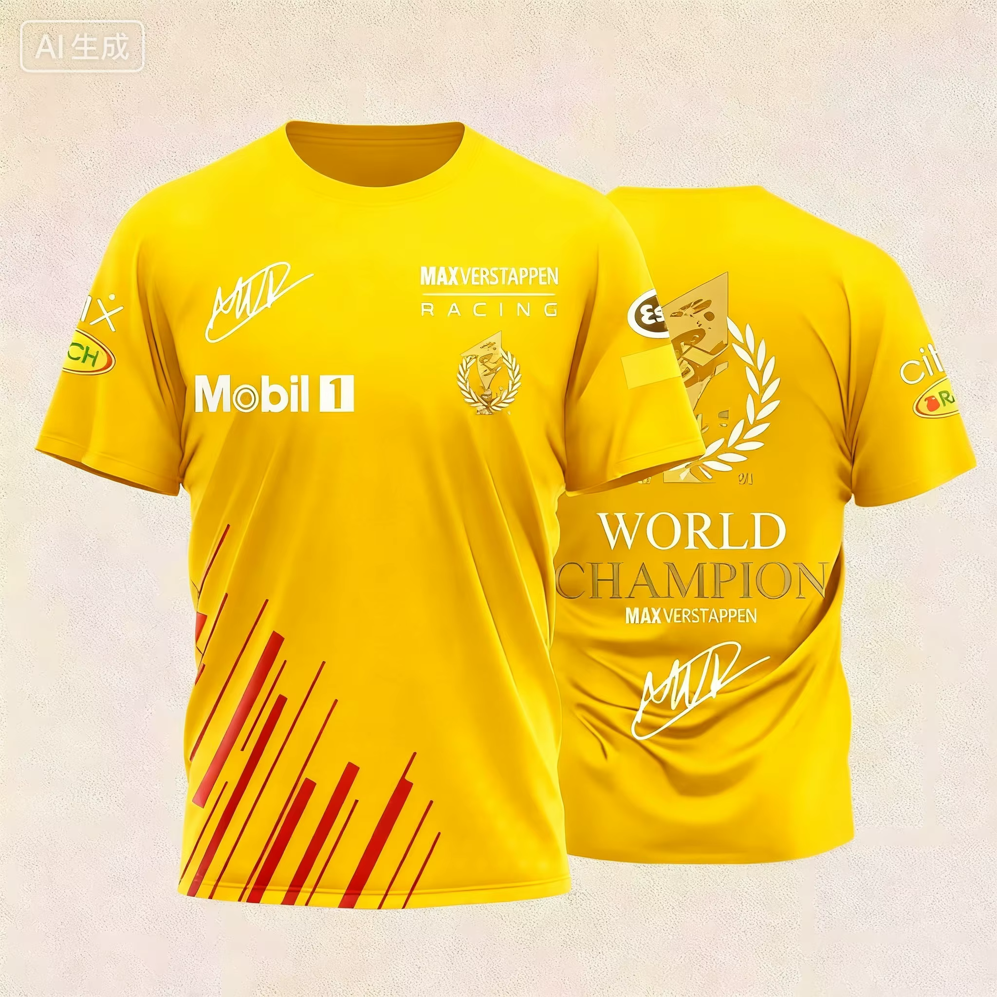 T-shirt avec la signature du champion du monde et les logos de l'événement