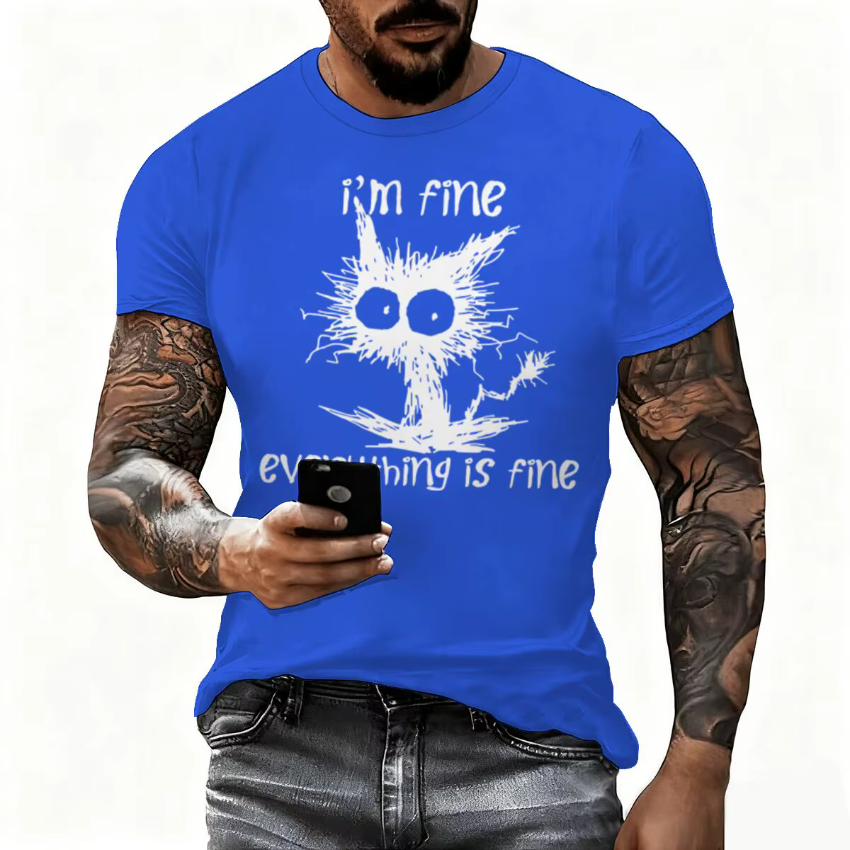 T-shirt humoristique à motif de chat