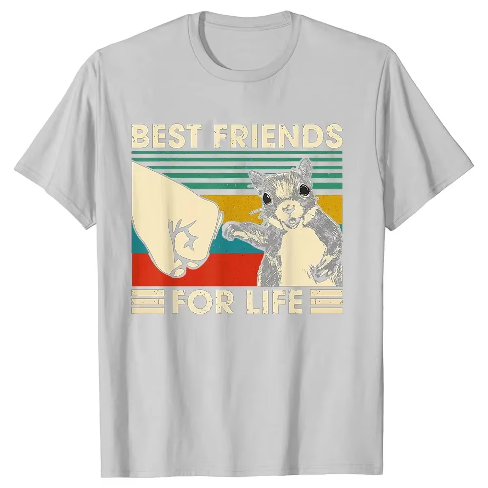 Drôle rétro Vintage écureuil meilleur ami pour la vie t-shirts graphique coton Streetwear cadeaux d'anniversaire Style d'été T-shirt