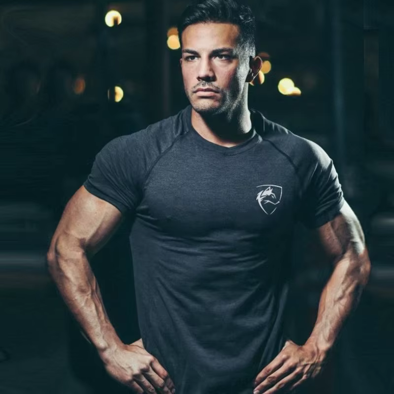 Hommes T-shirt musculation Compression serrée séchage rapide chemise musculaire Fitness entraînement basket-ball course