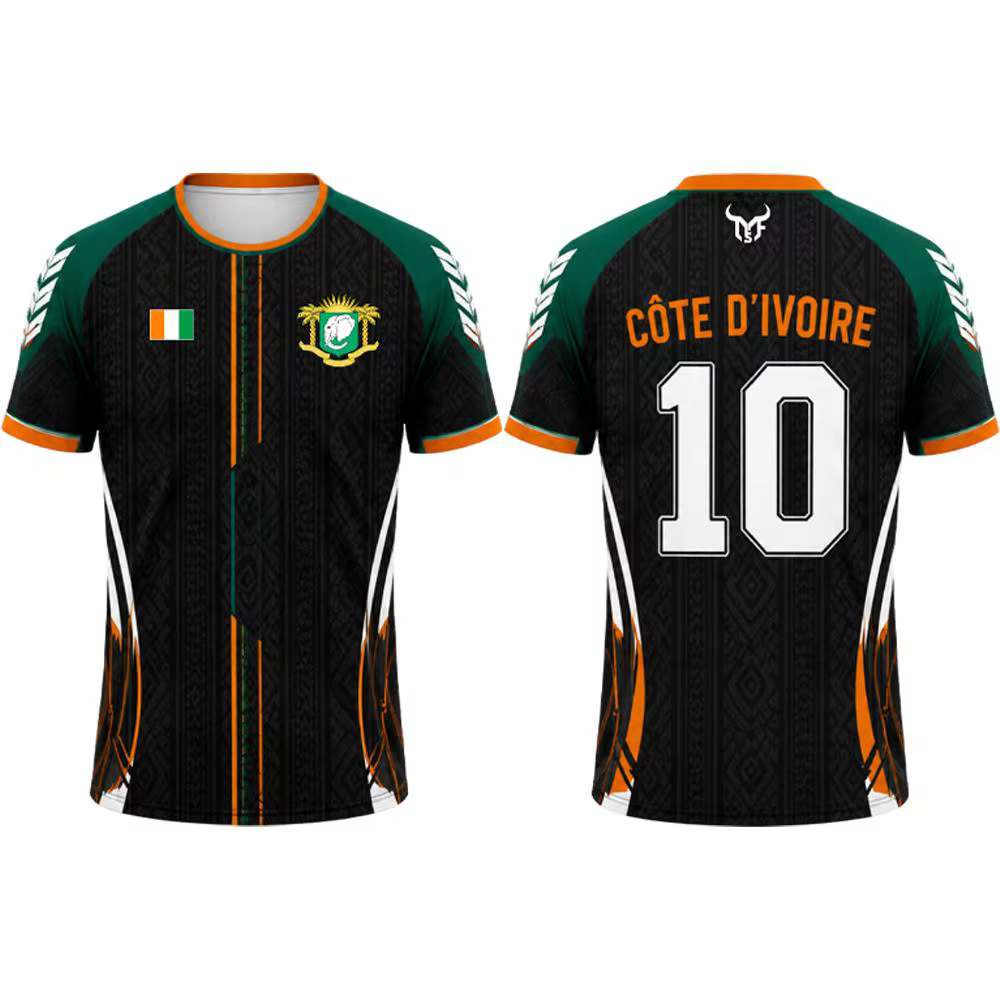 Nouveau t-shirt en jersey imprimé drapeau de la Côte d'Ivoire