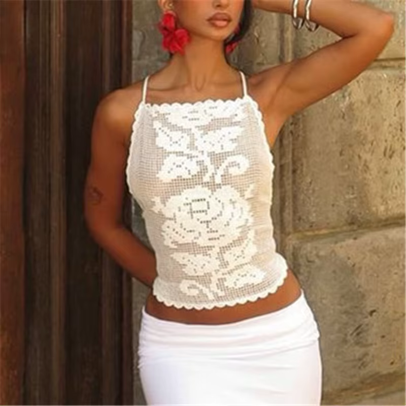 Débardeur bohème en crochet pour femme
