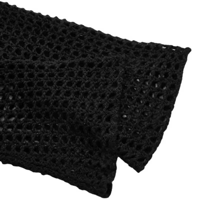 Printemps été court évider pull en tricot nouveau manches évasées couleur unie pulls Streetwear haut pour femme