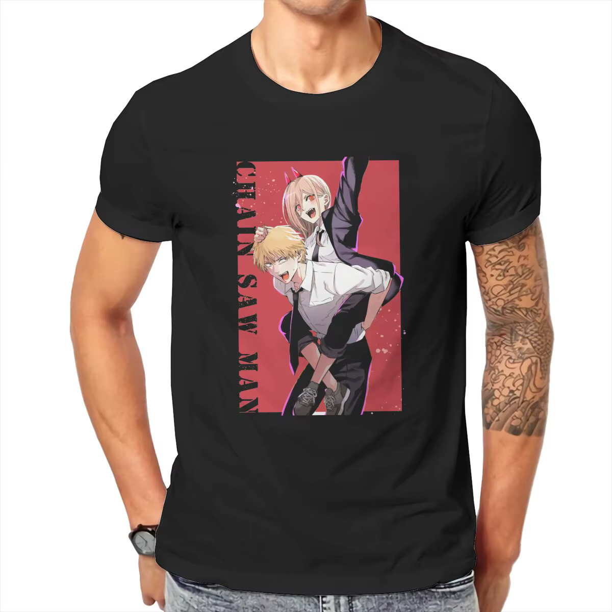 T-shirt homme tronçonneuse puissance rouge