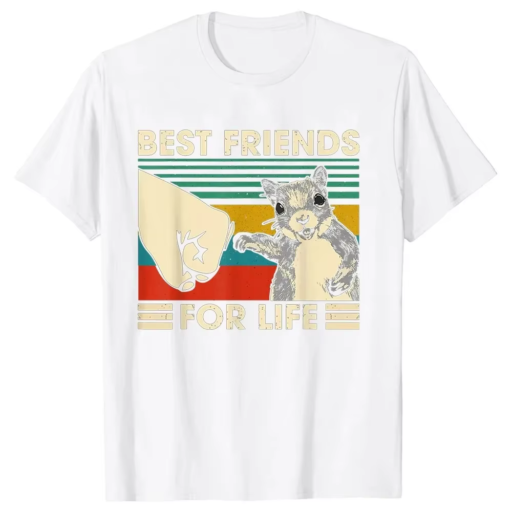 Drôle rétro Vintage écureuil meilleur ami pour la vie t-shirts graphique coton Streetwear cadeaux d'anniversaire Style d'été T-shirt