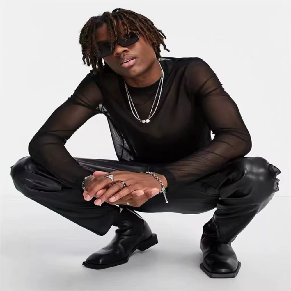 T-shirt en maille à manches longues pour hommes