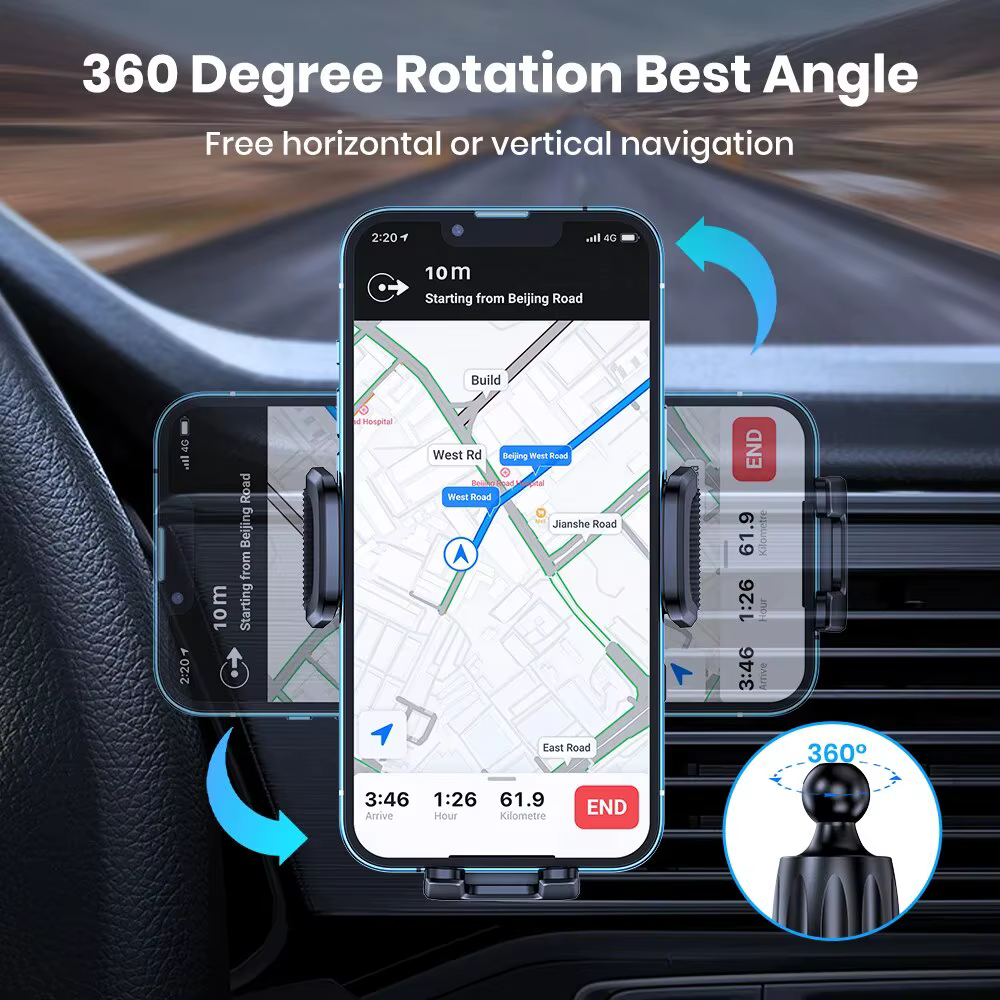 TOPK support de téléphone de voiture pour grille d'aération, [grands téléphones et étui épais amical] support de téléphone portable pour voiture mains libres pince berceau véhicule