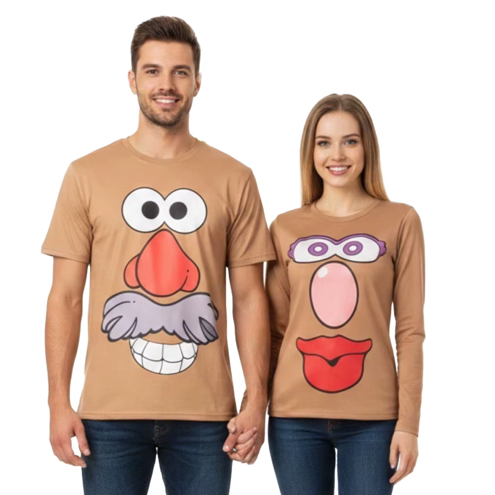 T-shirts de cosplay pour couple sur le thème des films d'animation avec imprimés de visages de dessins animés