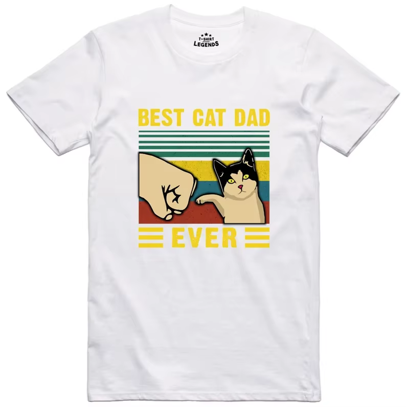 T-shirt pour homme motif chat rayé vintage rétro