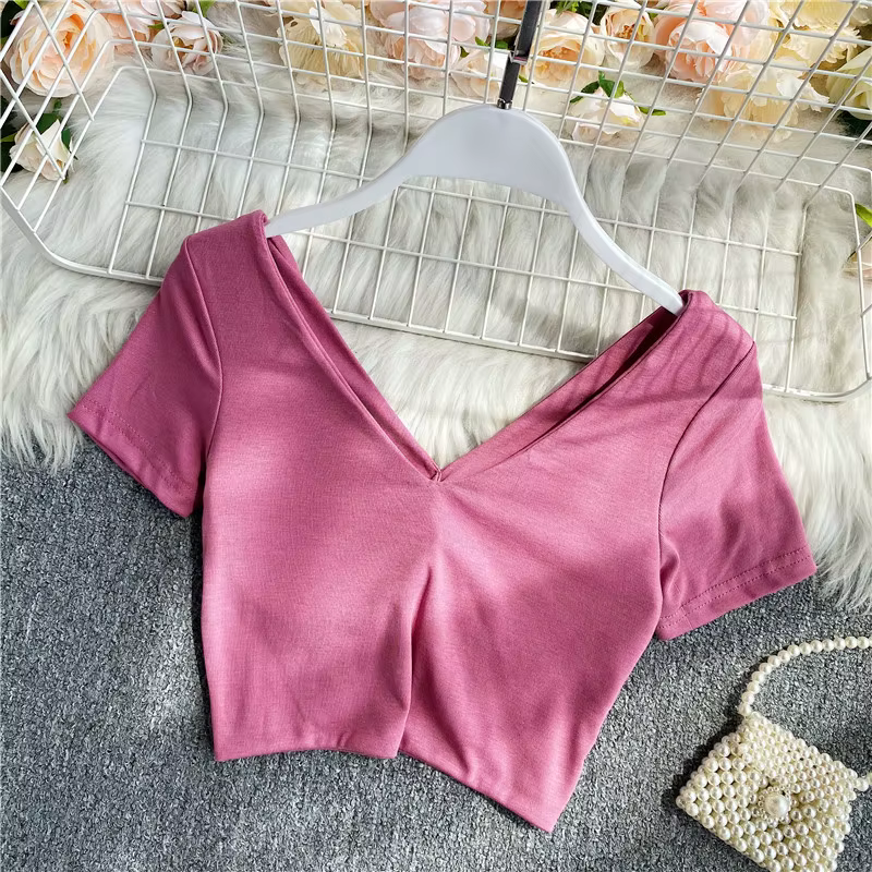 T-shirt gothique court à manches longues pour femmes