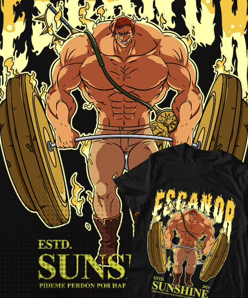 T-shirt pour Anime Nanatsu no Taizai Escanor GYM Leon del Sol y El Poder del Orgullo