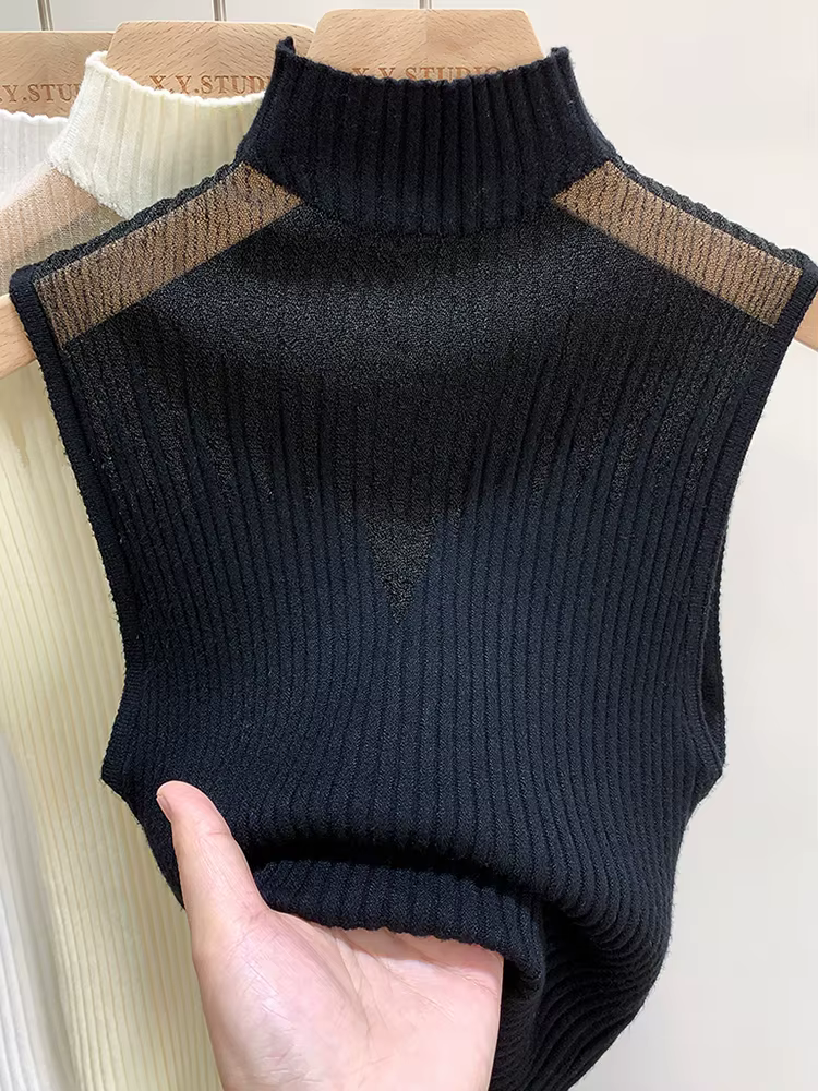 Pull Tube Blanc en Maille Précieuse pour Femme