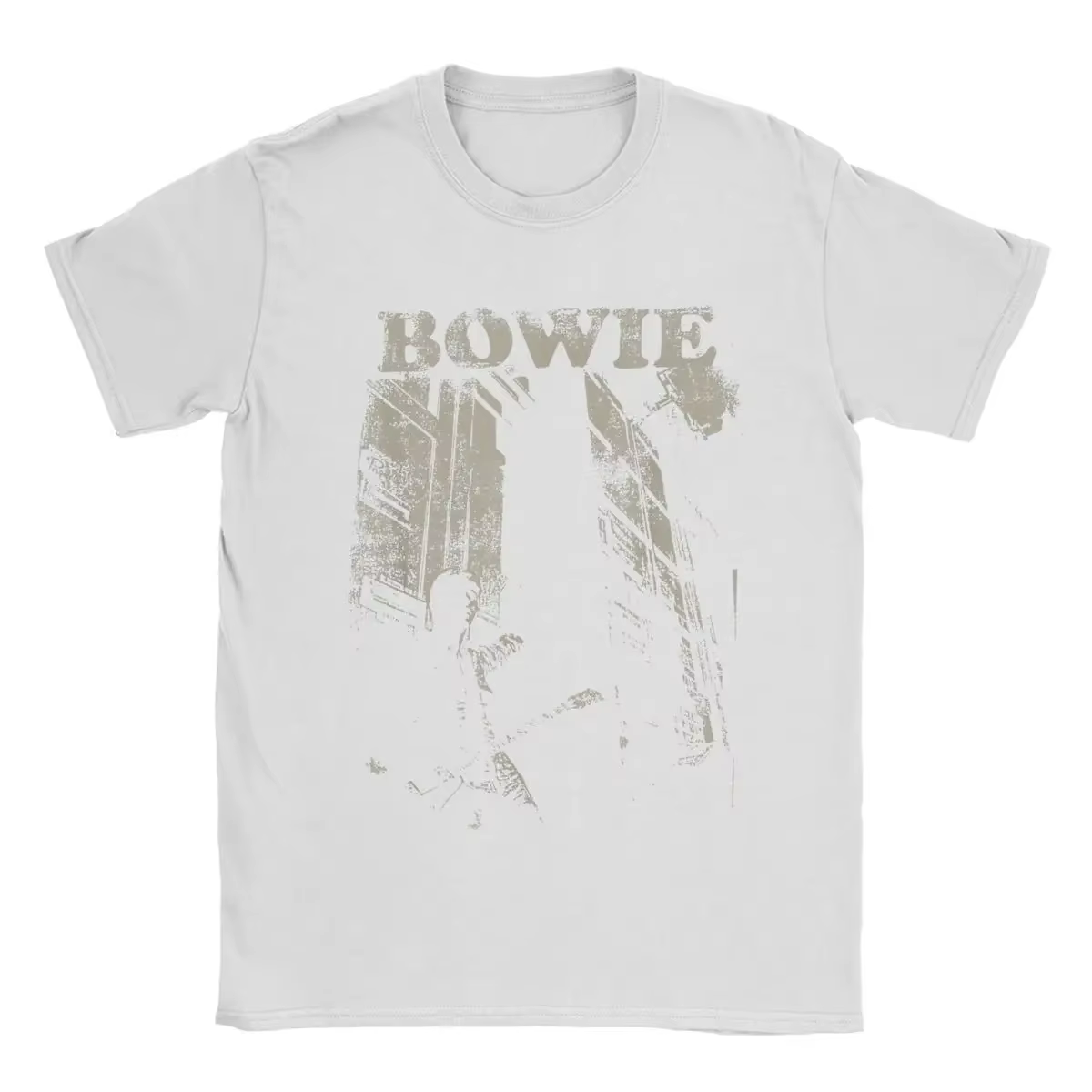 T-shirt graphique David Bowie Glam Rock Band, style vintage délavé, unisexe, coupe oversize, col rond, en coton, manches courtes