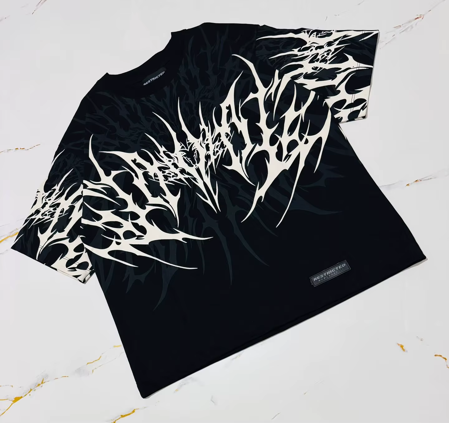 Cyberpunk Streetwear t-shirt hommes femmes Vintage coton lourd Boxy Fit imprimé en détresse