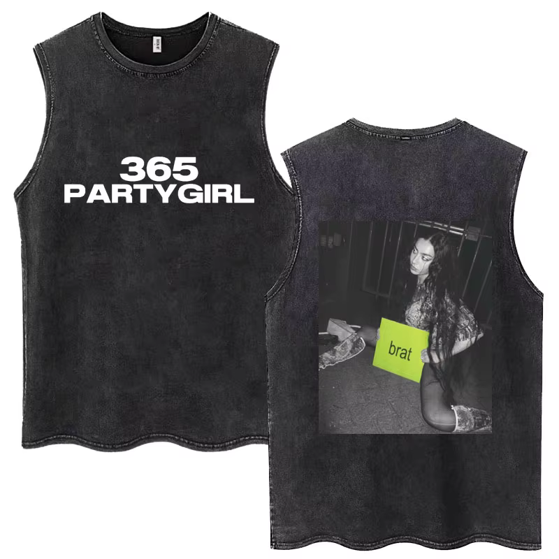 Charli Xcx Brat Album lavage débardeurs 365 fête fille hommes femmes Style rétro sans manches t-shirts coton décontracté surdimensionné Streetwear